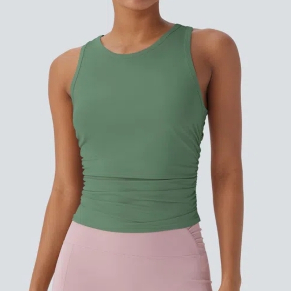 Halara Round Neck Racerback Ruched Yoga Tank Top - Picture 6 of 10